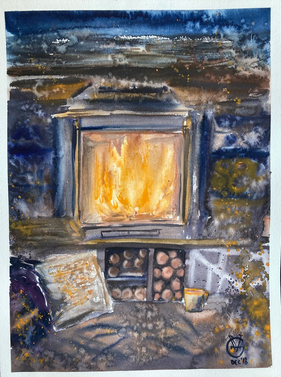 Impressionistic Still Life Watercolour By Valeria Golovenkina, 12 X 16", Winter Evening, Original Artwork