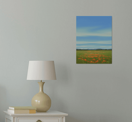 Orange Poppies in Bloom - Colorful Flower Field Landscape