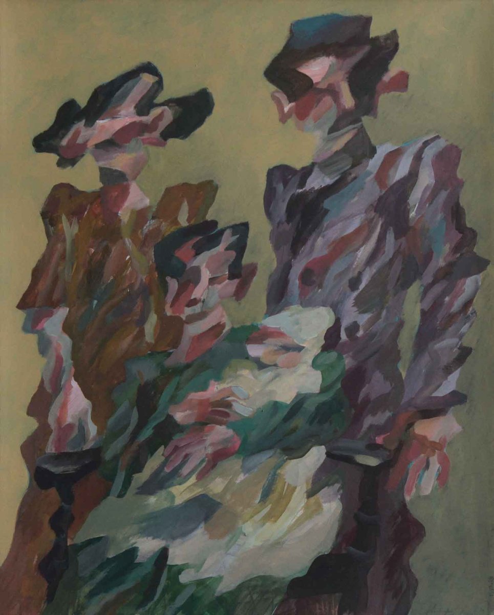 Expressive Portrait Acrylic Painting By Martin Singer, 16 X 20", Family Portrait #33, Original Artwork