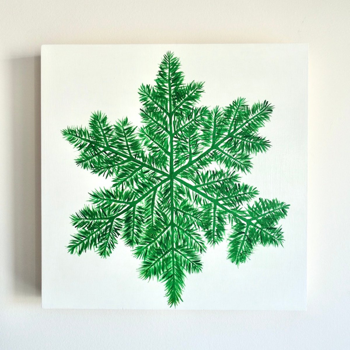 Botanical Acrylic Painting By Susan Porter, 12 X 12", Fir Star, Original Artwork