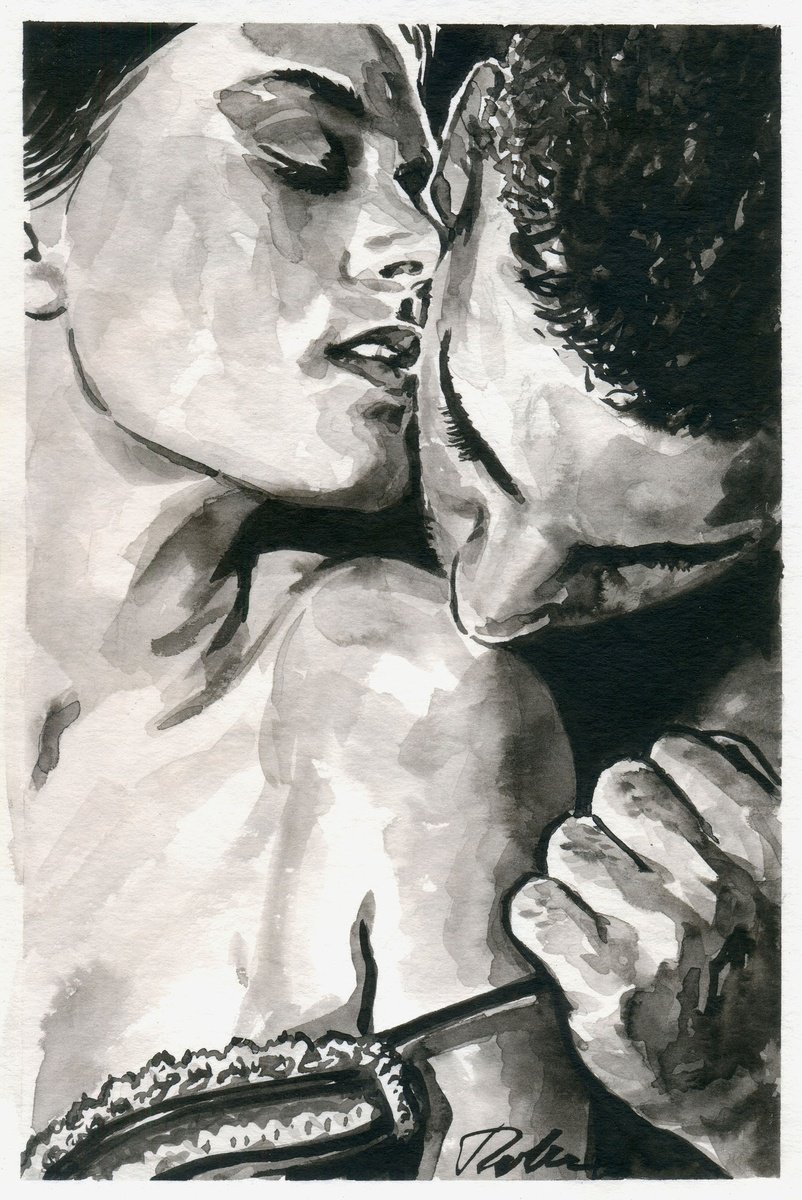 Urban And Pop Portrait Ink Drawing By Tashe, 8 X 12", You & Me, Original Artwork