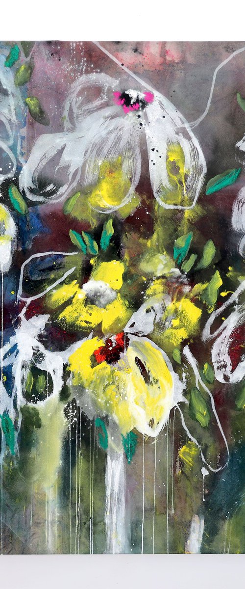 Floral Abstract - Bloom, I am here by Poovi Art