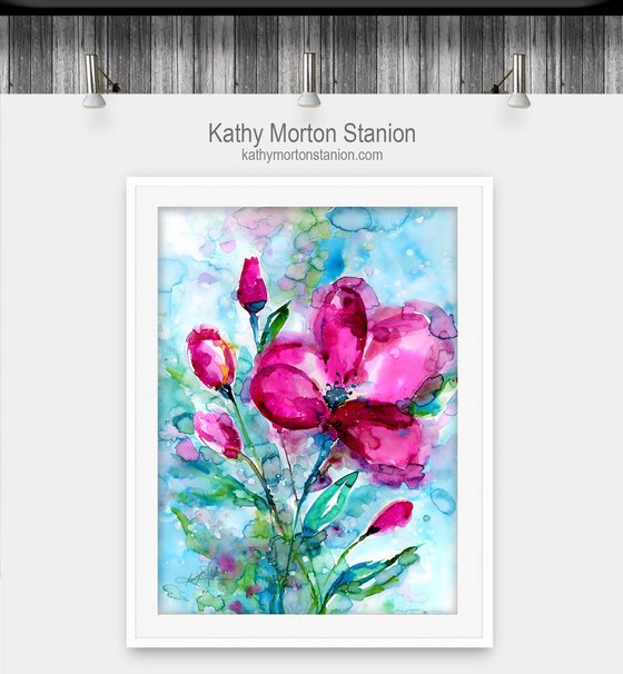 Magenta Joy  -  Large Flower Painting  by Kathy Morton Stanion