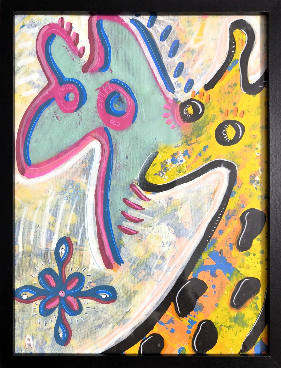 Acrylic Painting , Animals Friend By Angel, 13 X 17, Artwork For Sale On Artfinder