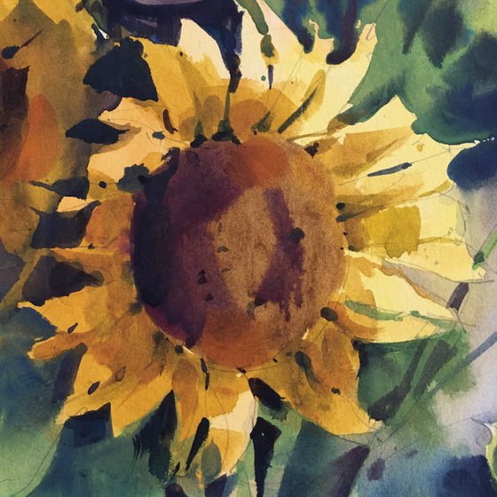 Sunflowers watercolor painting