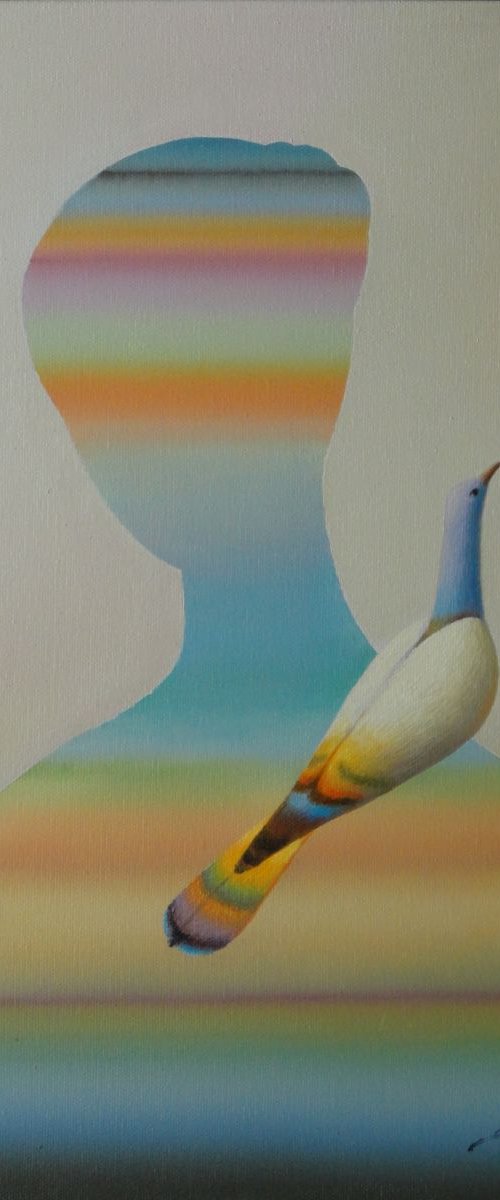 Singing Bird and Woman 16"x12" by Evgeni Gordiets