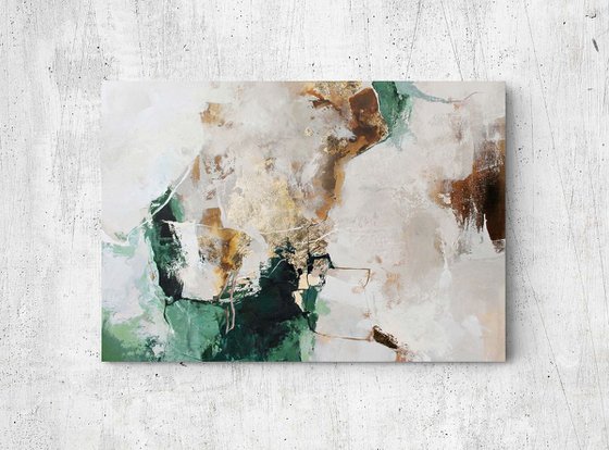 "Green Avalanche 3" Abstract green gold art