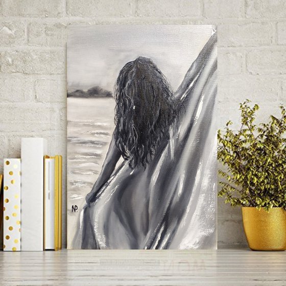 I believe I can fly, nude erotic girl oil painting, Gift art, original bedroom painting