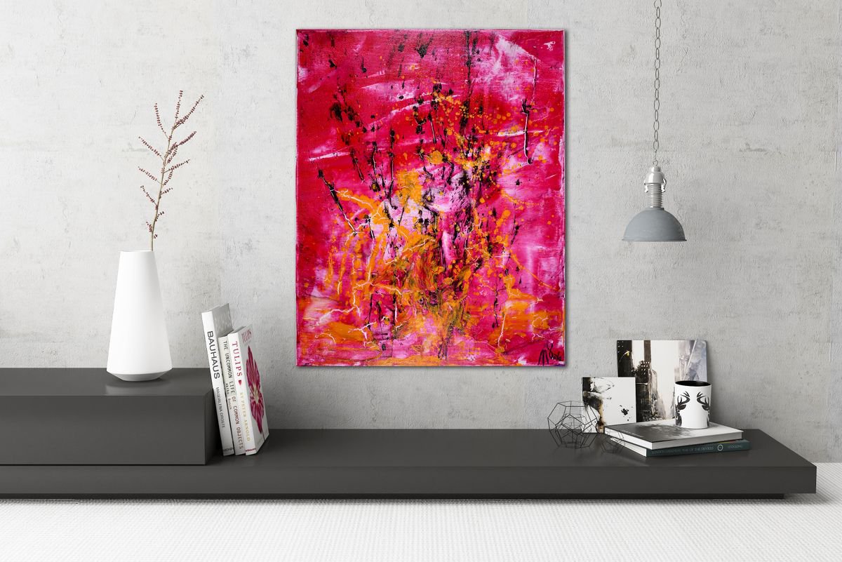 Abstract Acrylic Painting By Nestor Toro, 16 X 20", Distorted Pic, Original Artwork