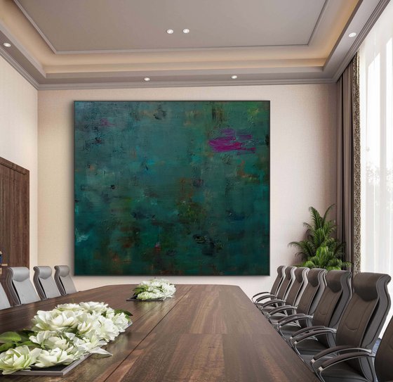 XXL green abstract painting