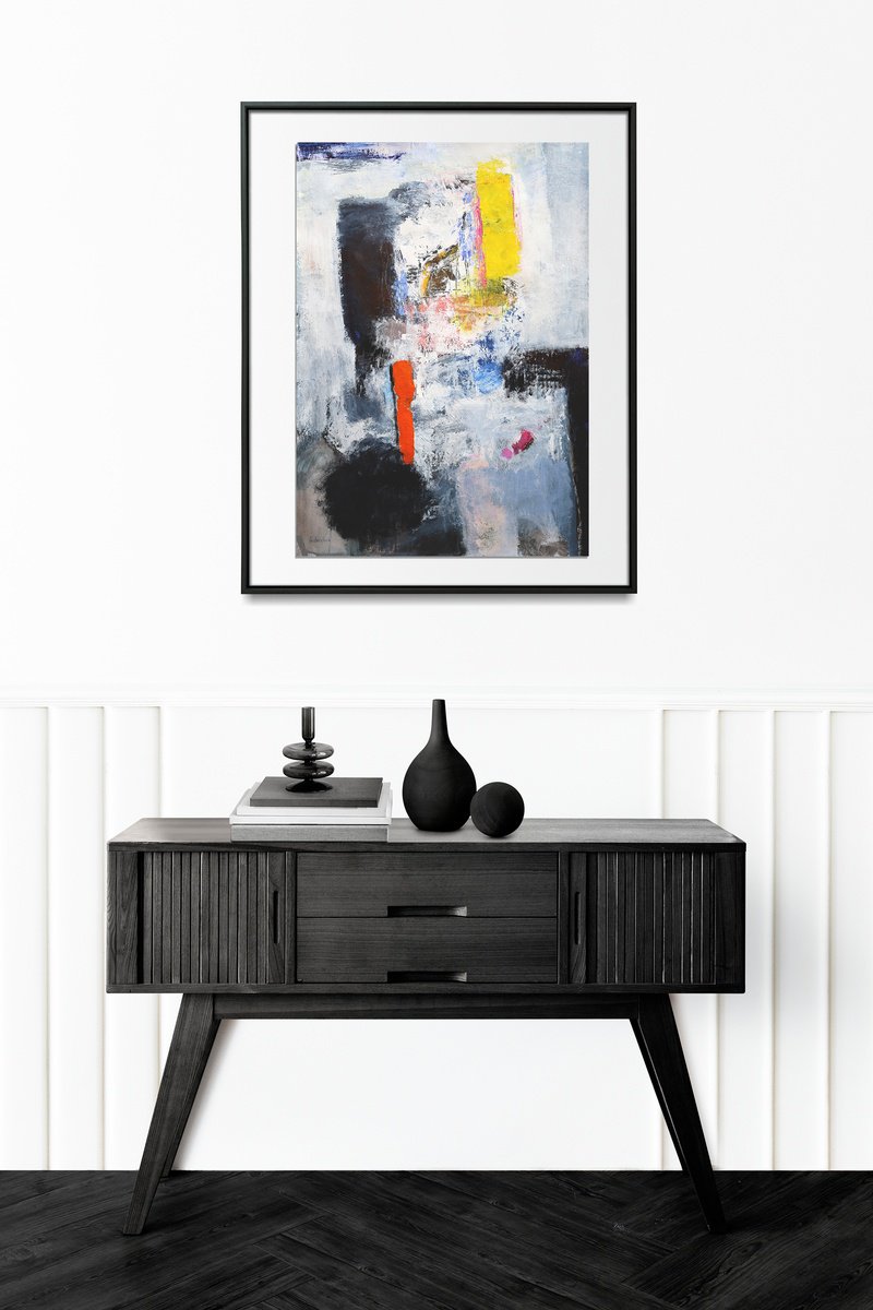 Geometric Abstract Acrylic Painting By Artem Andreichuk, 24 X 34, Blots, Original Artwork