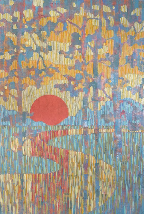 Sunset on the River. Diptych