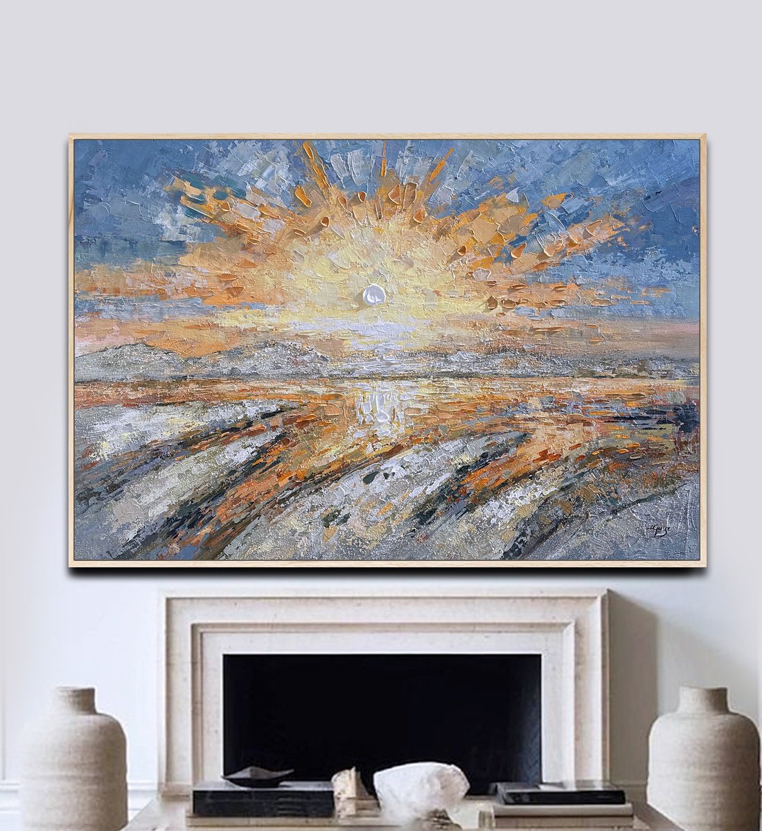  Radiant Gold Sunset By Lana Guise, 49 X 33, Artwork For Sale On Artfinder