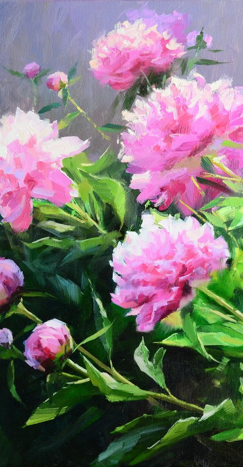 Pink peonies in the garden by Ruslan Kiprych