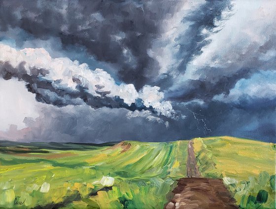 Landscape - Storms - "Prairie Road Storm"