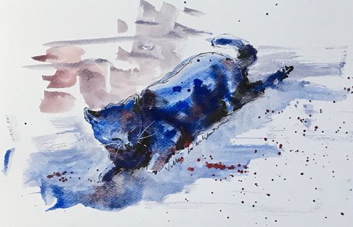 Reclining artists cat by Vicki Washbourne