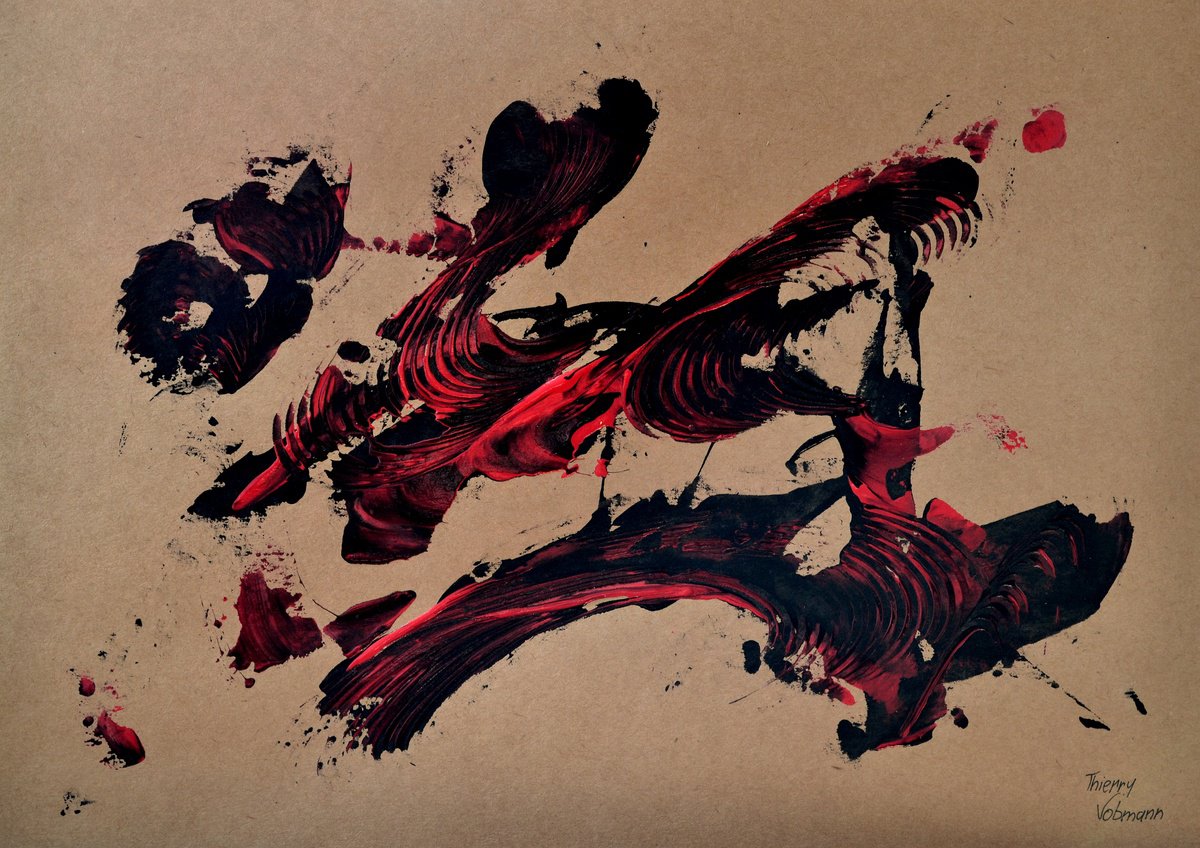 Abstract Acrylic Painting By Thierry Vobmann. Abstract ., 17 X 12", Natural Style 50, Original Artwork