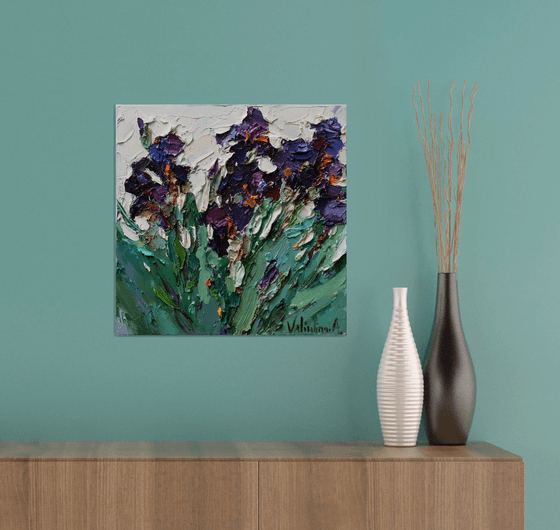 Irises - Original  impasto oil painting