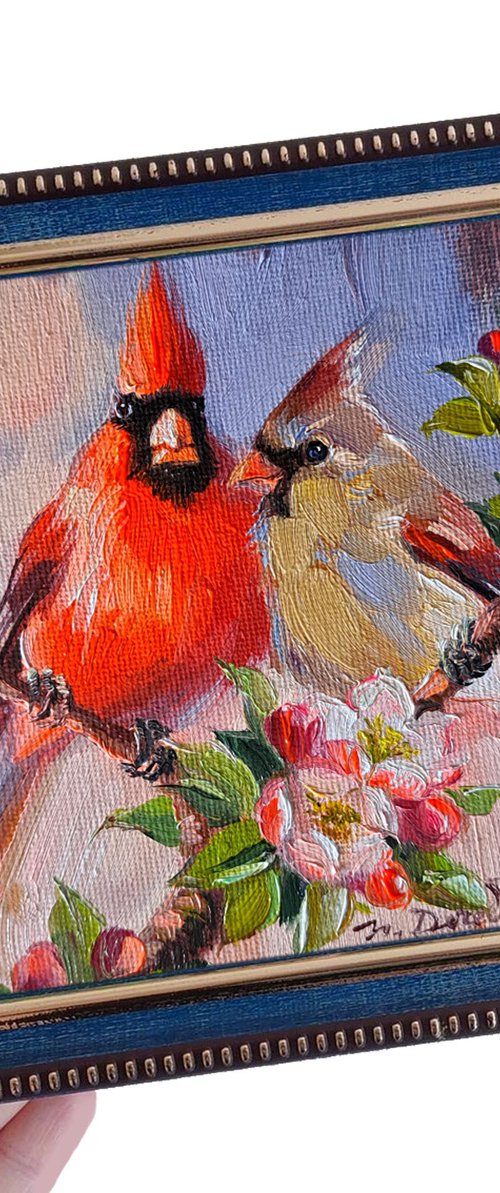 Two red bird Cardinal by Nataly Derevyanko