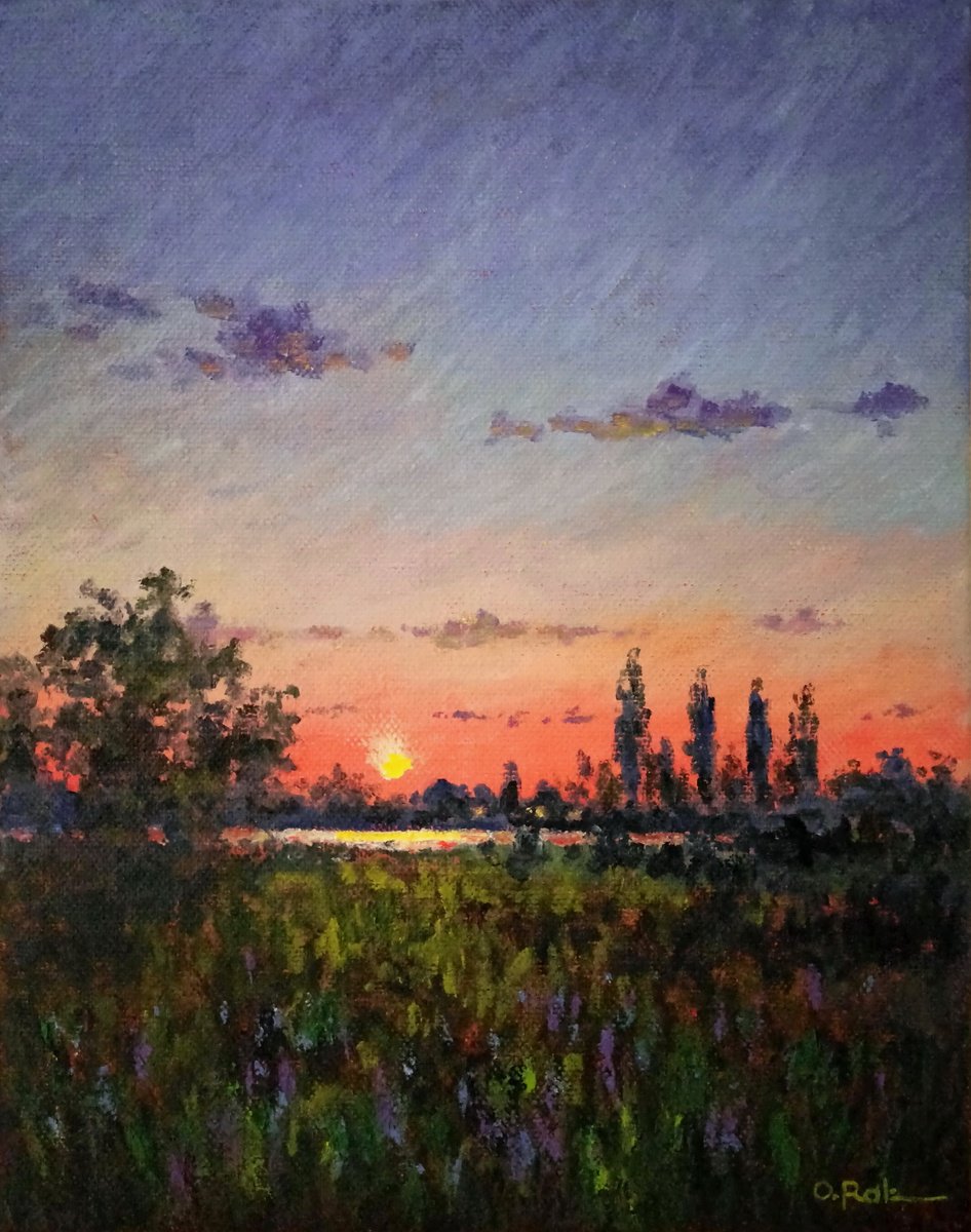 Impressionistic Landscape Oil Painting By Oleh Rak, 16 X 20", ?vening, Original Artwork