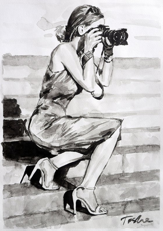 Girl with camera  30X42