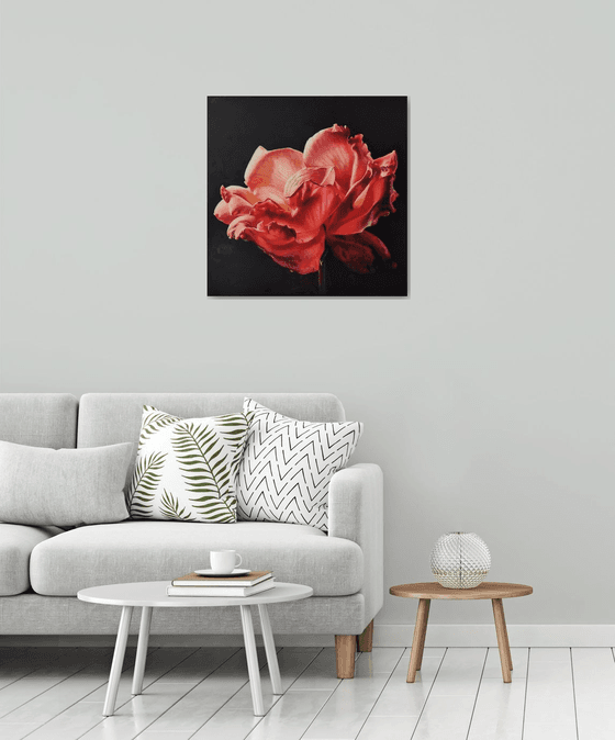 "To the light.  "  rose red flower  liGHt original painting  GIFT (2022)