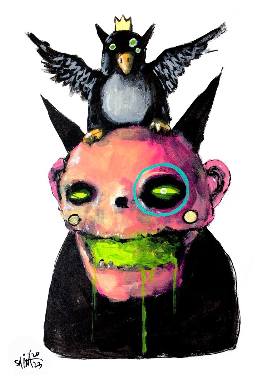 #243 Dark art Zombie portrait painting original art, Horror Creepy Art Brut Strange acryli... by Ruslan Aksenov