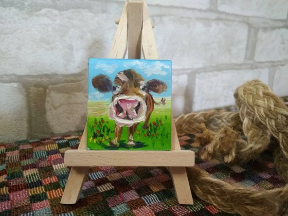 Cute cow miniature painting