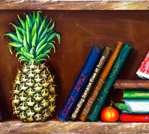 Bookshelf with fruits #2 by Lena Smirnova