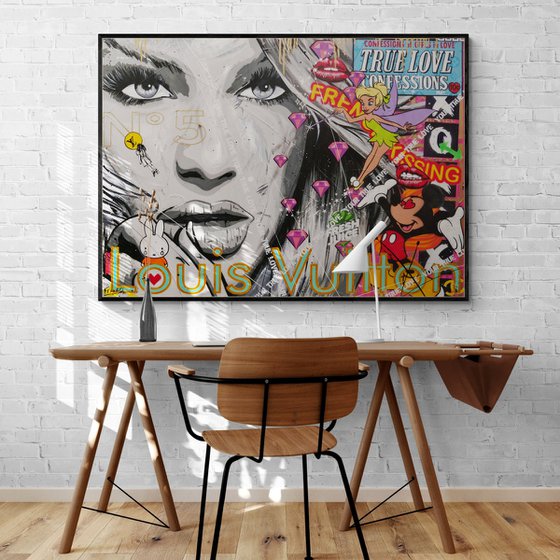 Pixie Romance 140cm x 100cm Textured Urban Pop Art