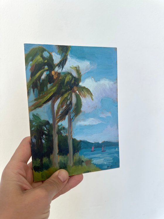 Two palms. Seascape