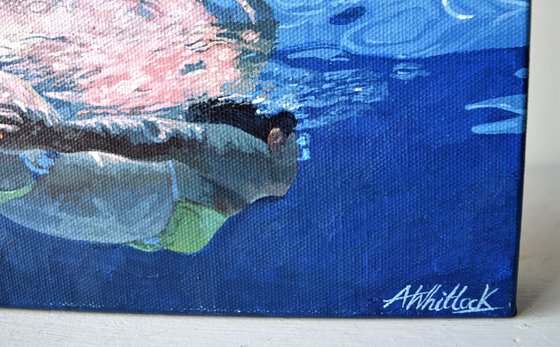 Underneath XIX - Miniature swimming painting