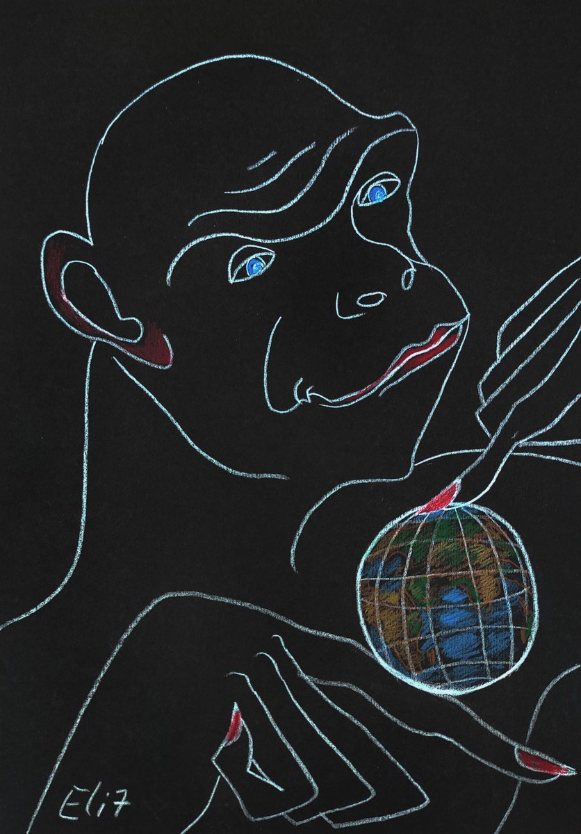 Expressive Animal Pencil Drawing By Elisheva Nesis, 9 X 13, Too Many Apes On This Planet, Original Artwork