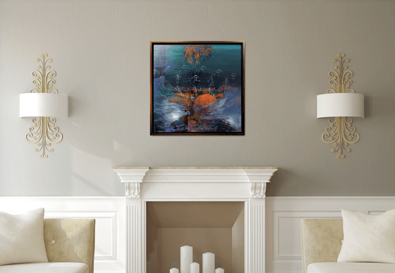 Large framed abstract storm study mindscape by master Ovidiu Kloska