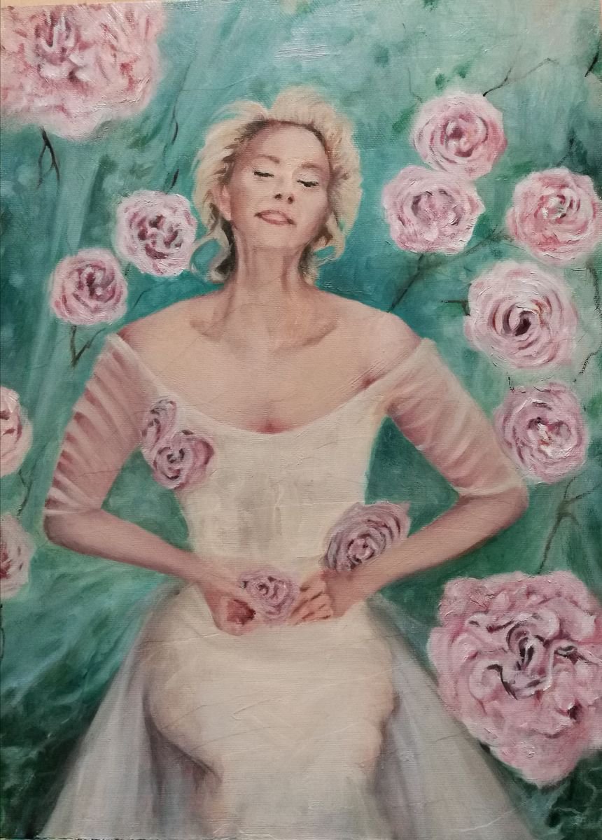 Expressive Portrait Oil Painting By Daniela Roughsedge, 9 X 13, Amor - Women i?n Love, Original Artwork