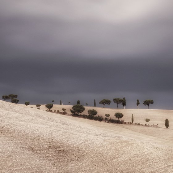 Tuscan rolling hills before the storm