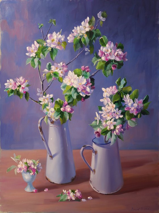 "Still life with flowering branches"