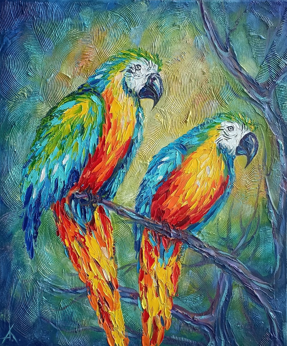 Impressionistic Animal Oil Painting By Anastasia Kozorez, 20 X 24, Love In The Dark, Original Artwork