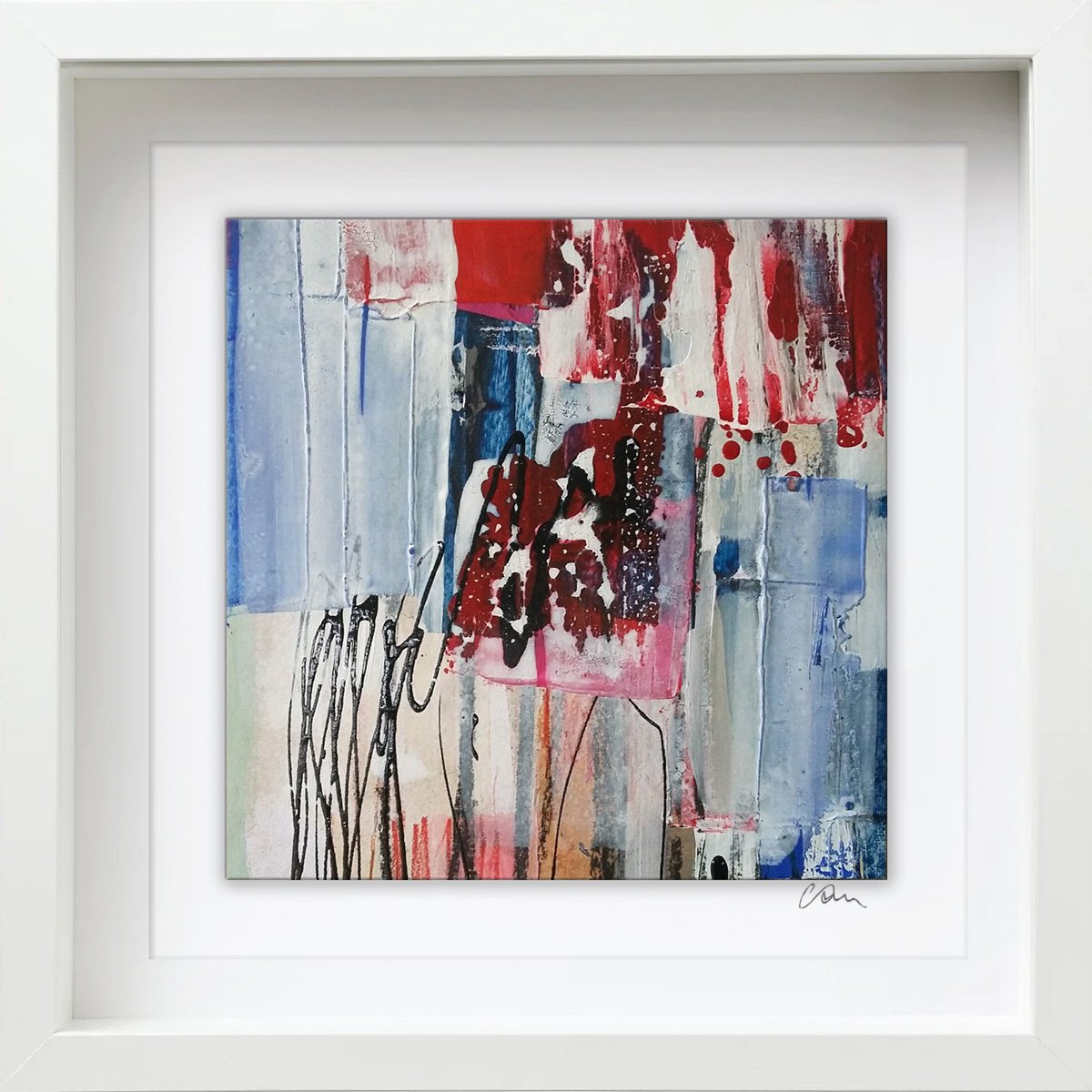 Framed ready to hang original abstract - Out of the ashes by Carolynne Coulson