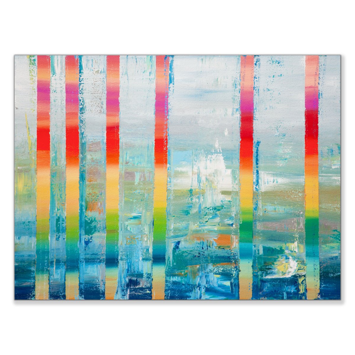 Abstract Acrylic Painting By Hilary Winfield, 24 X 18, Parallel Fields 2, Original Artwork