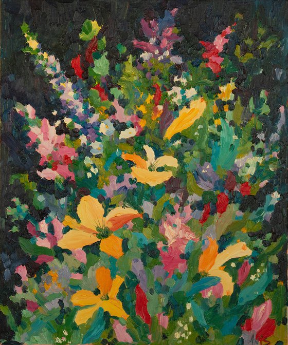 Bright Flowers on Dark Background