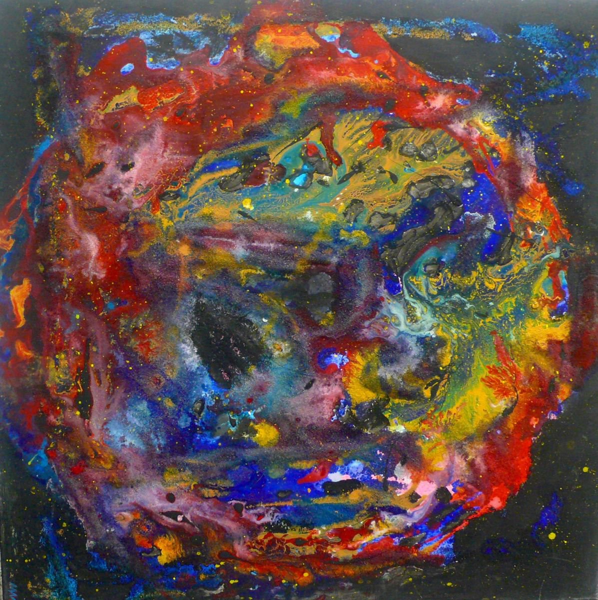 Expressive Abstract Painting By Christel Haag, 24 X 24, Fixed Star Klara, Original Artwork