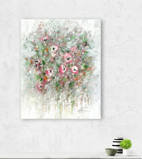 Cottage Chic Blooms - Floral Painting by Kathy Morton Stanion