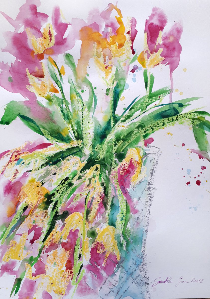 Expressive Painting , Hello Spring Ii By Salana Art / Svetlana Samovarova, 12 X 17, Artwork For Sale On Artfinder