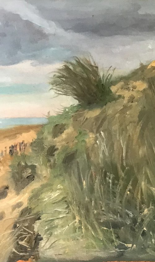 Coastal Sand Dunes - original oil painting by Julian Lovegrove Art