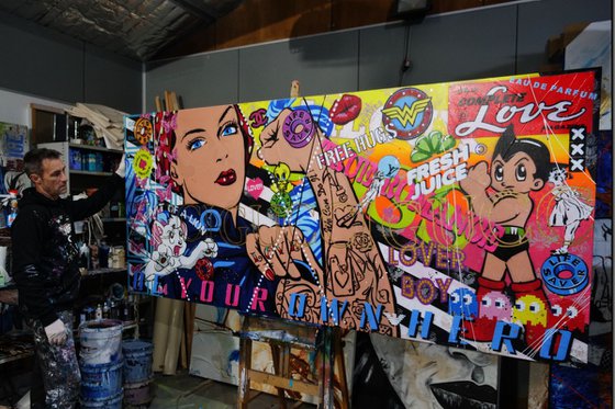 Rosie's Complete Love 270cm x 120cm Rosie The Riveter Textured Urban Pop Art