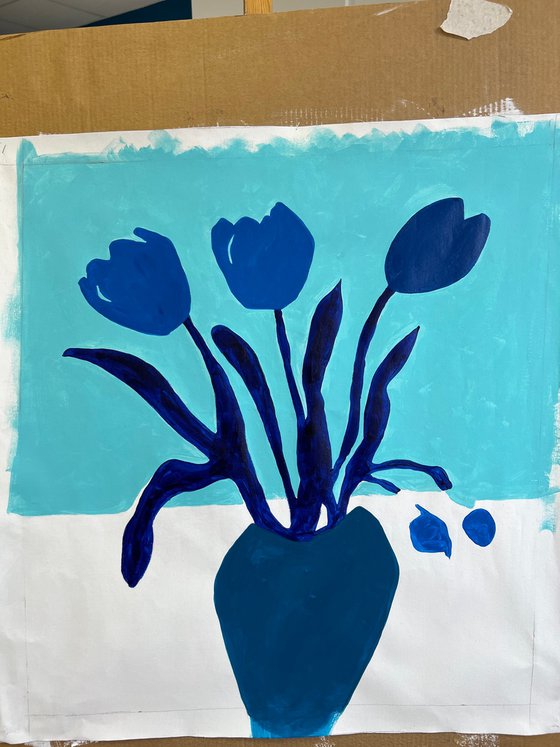 Blue Tulips Minimalist art