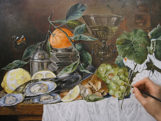 Still Life with Mandarin and Oysters