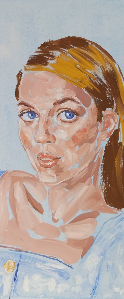 Woman gouache portrait. Abstract female art. 27х19.5 cm/10.6x7.5 in by Tatiana Myreeva