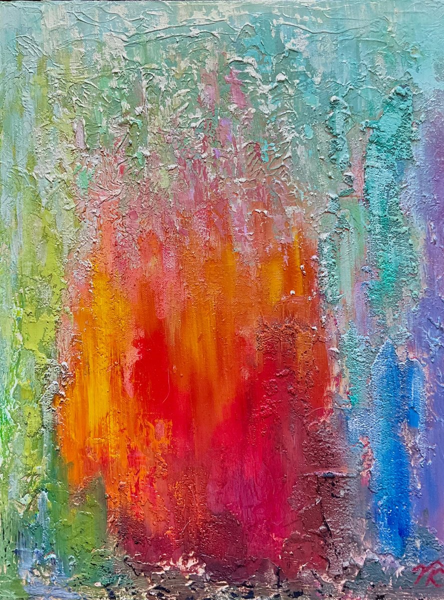 Abstract Oil Painting By Vera Klimova, 12 X 16", I Am, Original Artwork